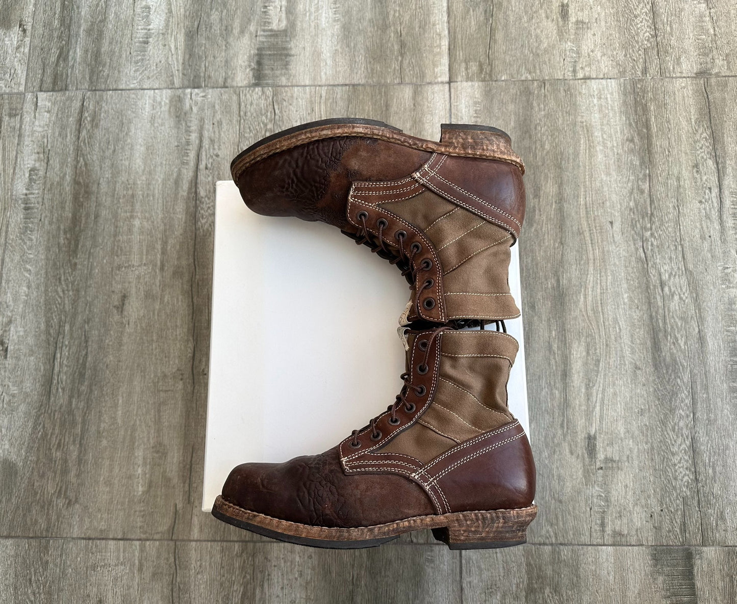 visvim 7 hole folk boots khaki color