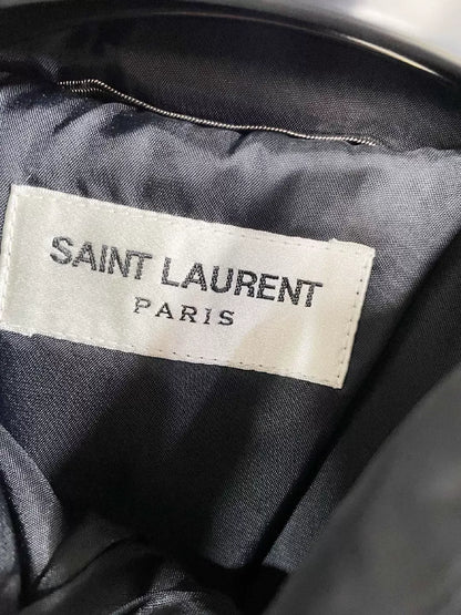 Saint Laurent Black Studded Leather Puffer Jacket