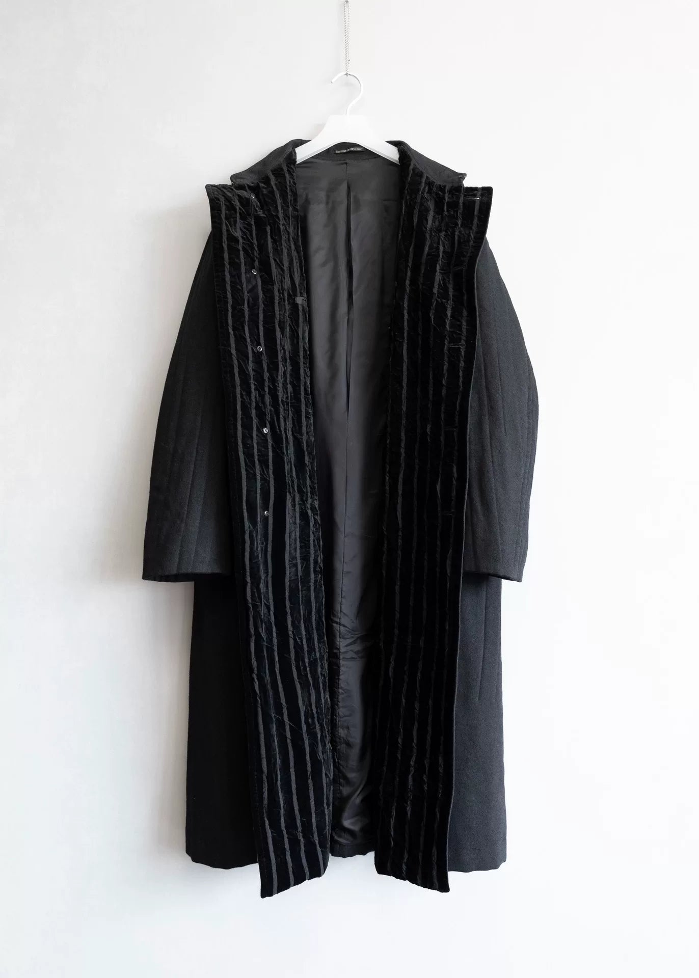 yohji yamamoto velvet striped coat