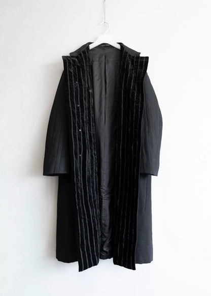 yohji yamamoto velvet striped coat