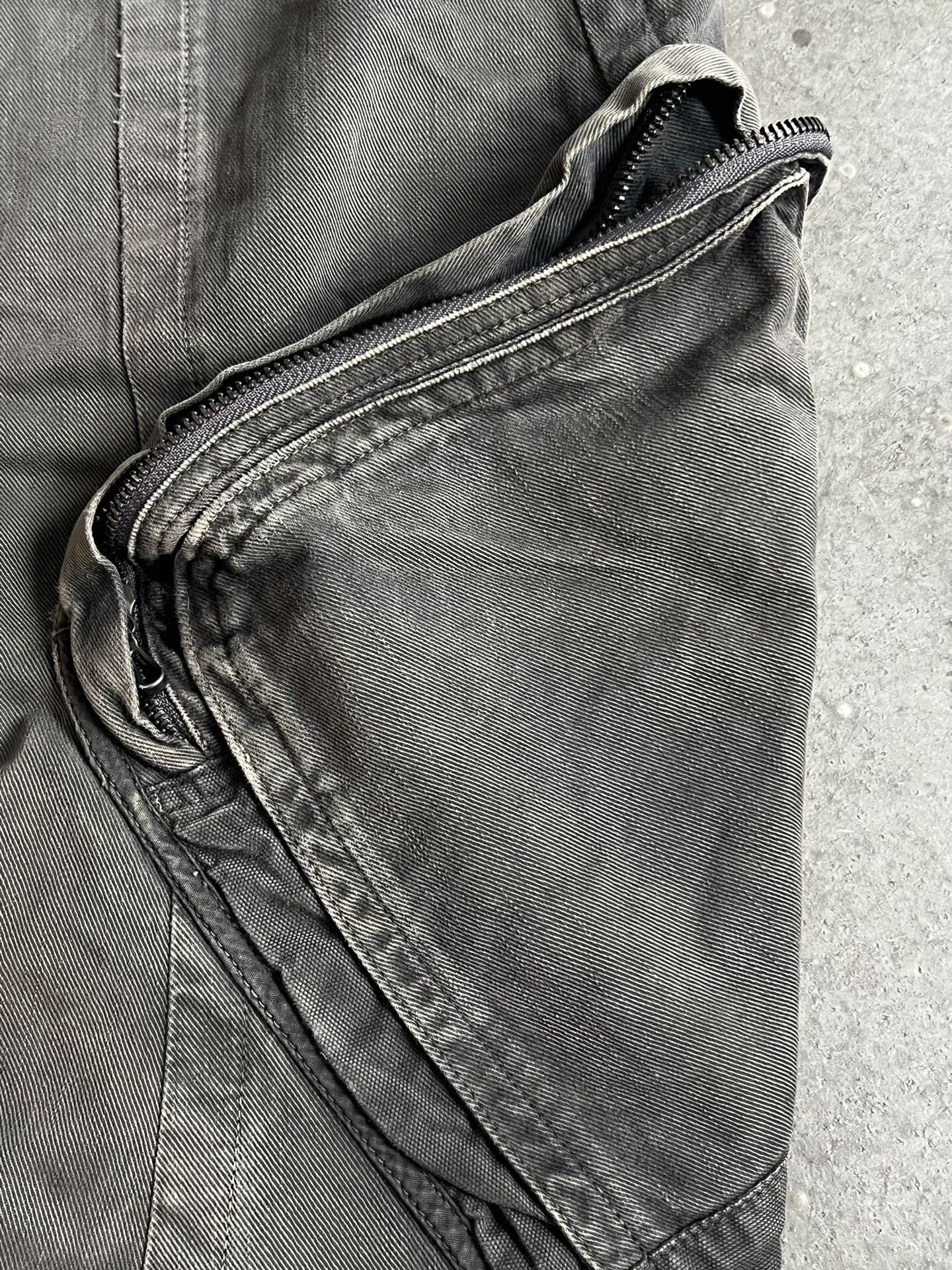 distressed gray tactical cargo pants