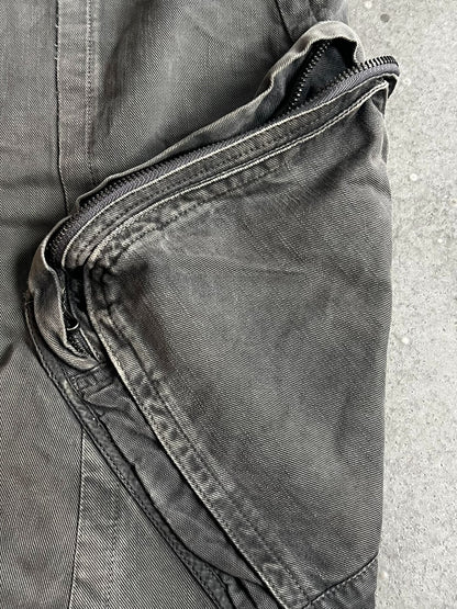 distressed gray tactical cargo pants
