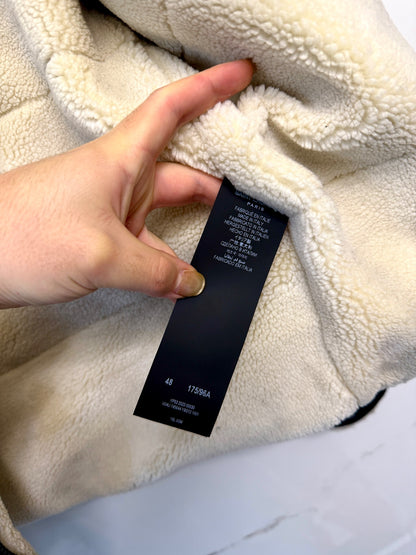 saint laurent black teddy collar puffer jacket