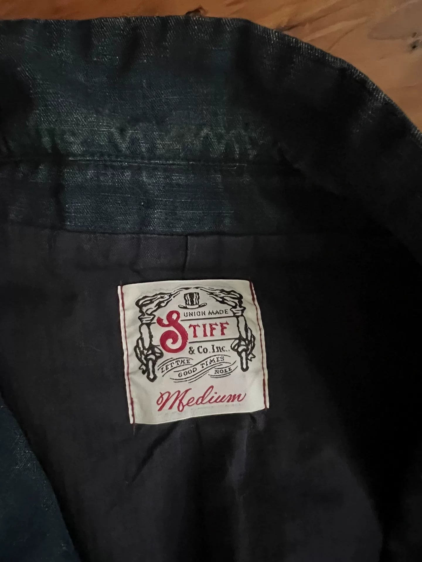 vintage blue dyed cotton linen blazer