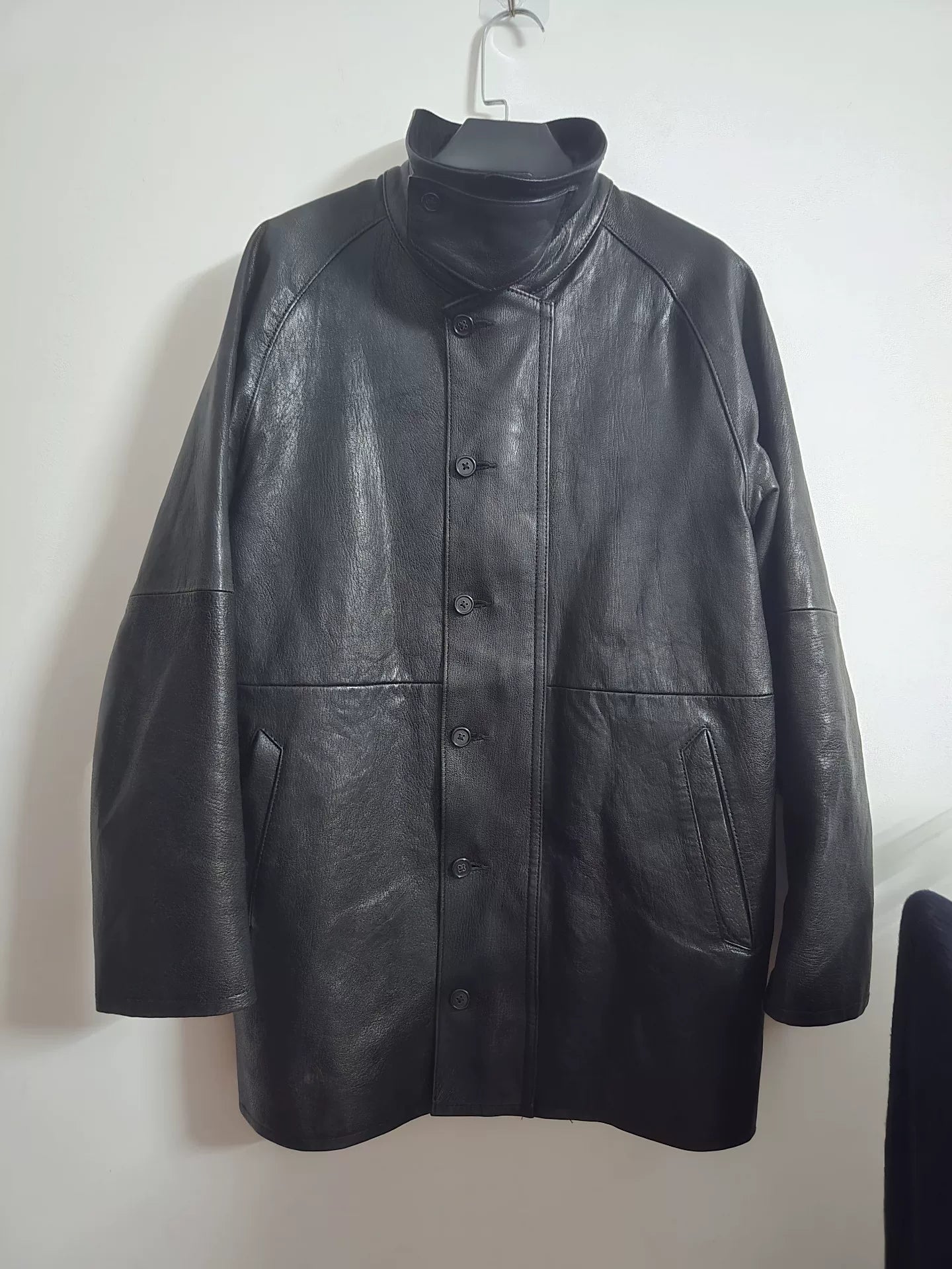 Classic Silver Leather Trench Coat