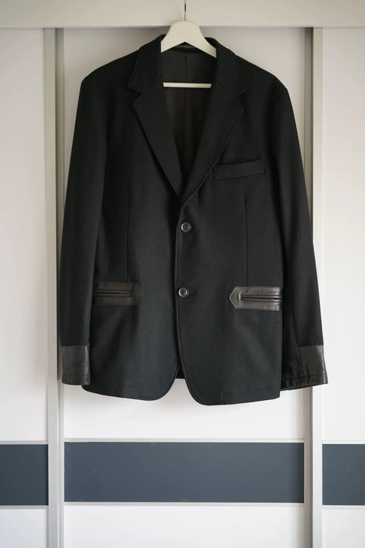 yohji yamamoto black layered suit jacket
