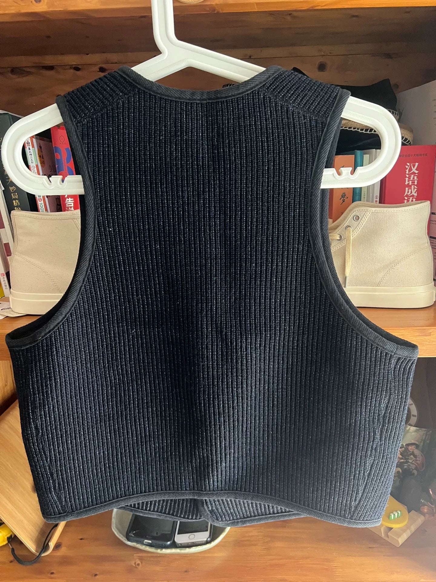 stylish blue wool vest for layering