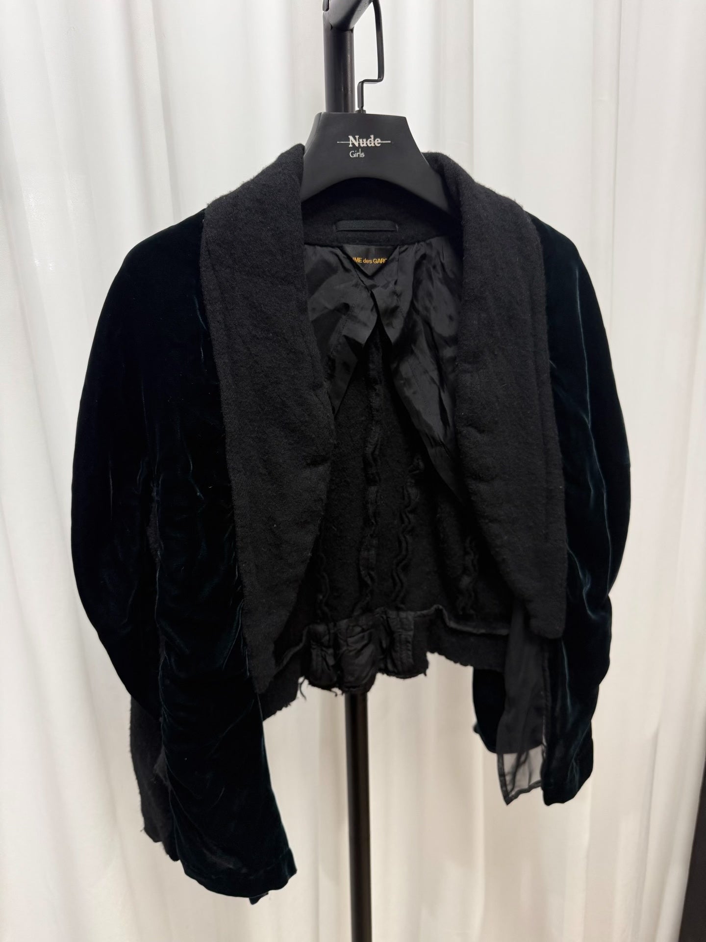 Comme des Garçons Dark Green Velvet Cape Jacket