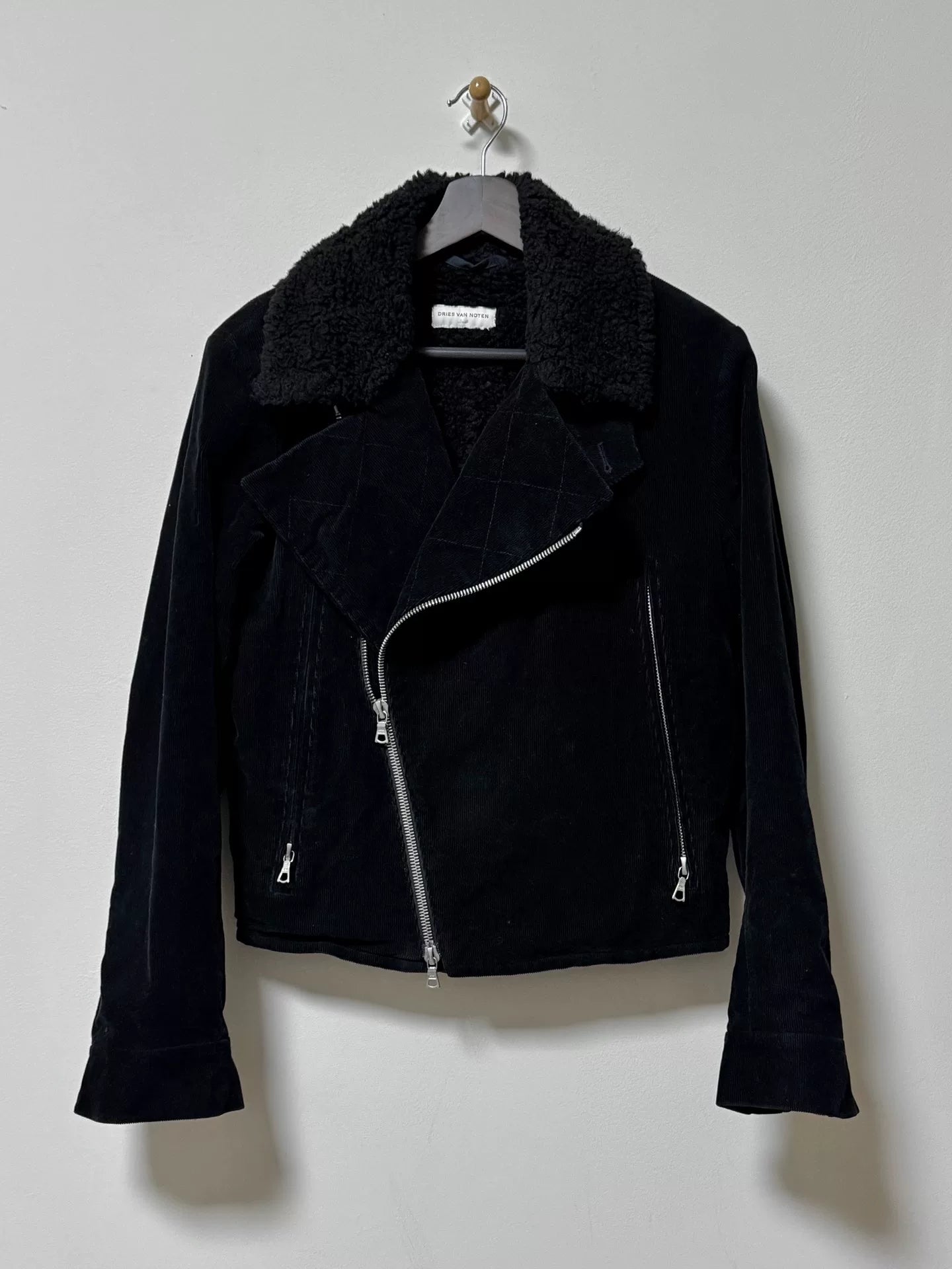 dries van noten black velvet zip jacket