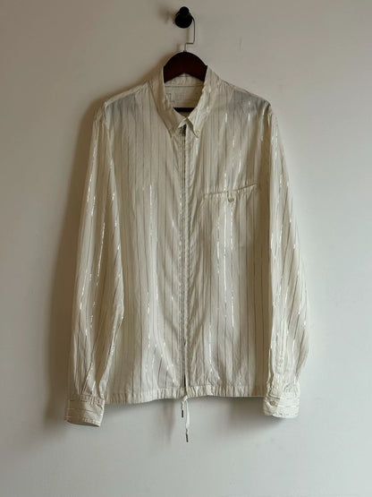 alexander mcqueen silver thread sheer jacket