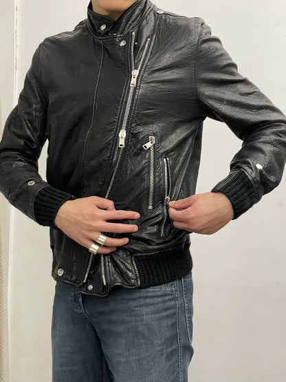 alexander mcqueen leather biker jacket size 50