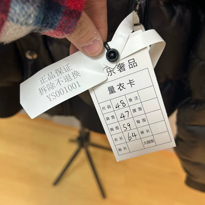 black leather down jacket with red accents