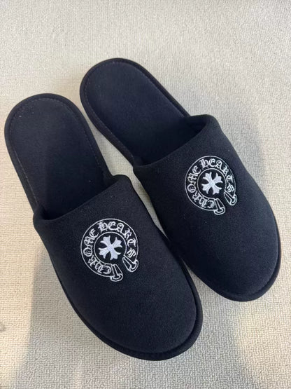 Chrome Hearts Horseshoe Embroidery Cotton Slippers