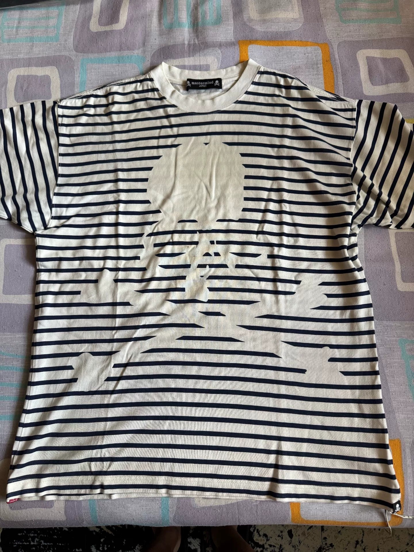 mastermind Japan striped skull tee shirt