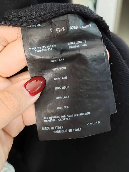 Prada Logo Wool Coat with Stripe Detail