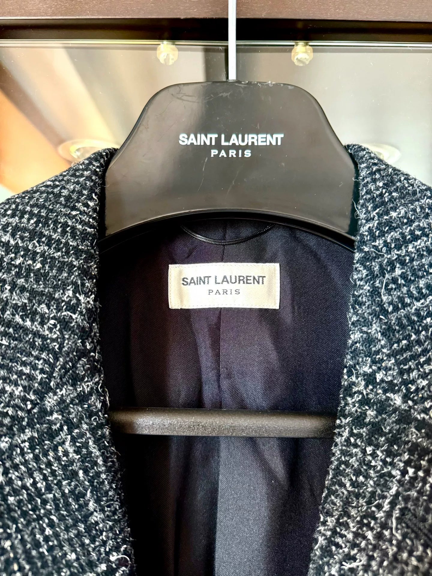 Saint Laurent Black Grey Prince of Wales Jacket