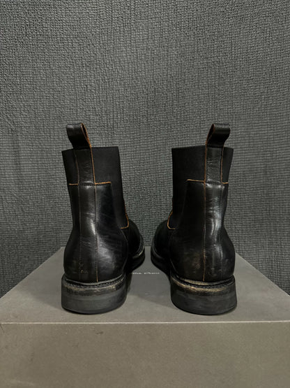 black leather chelsea boots by rick owens