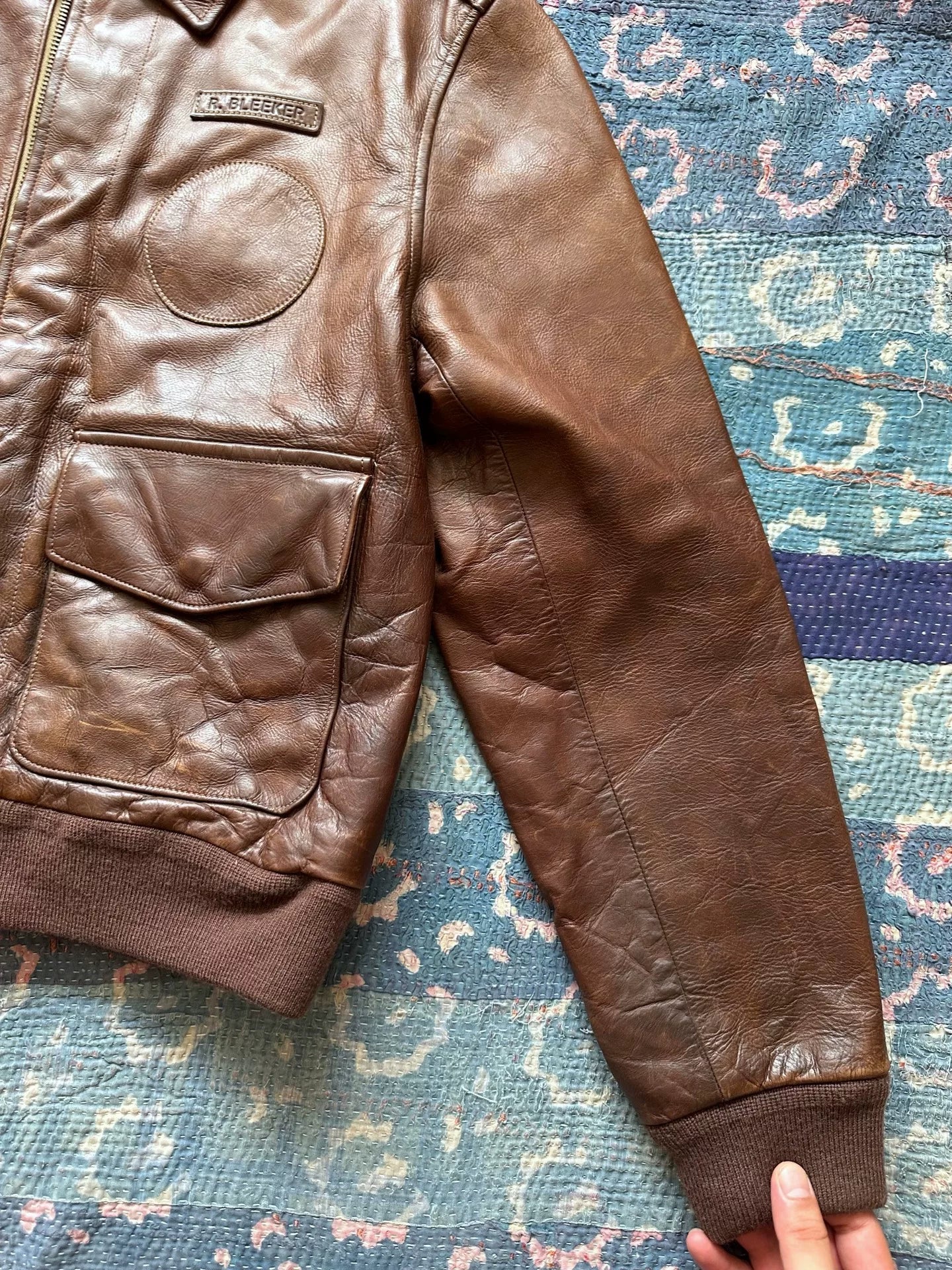 distressed leather jacket by polo ralph lauren