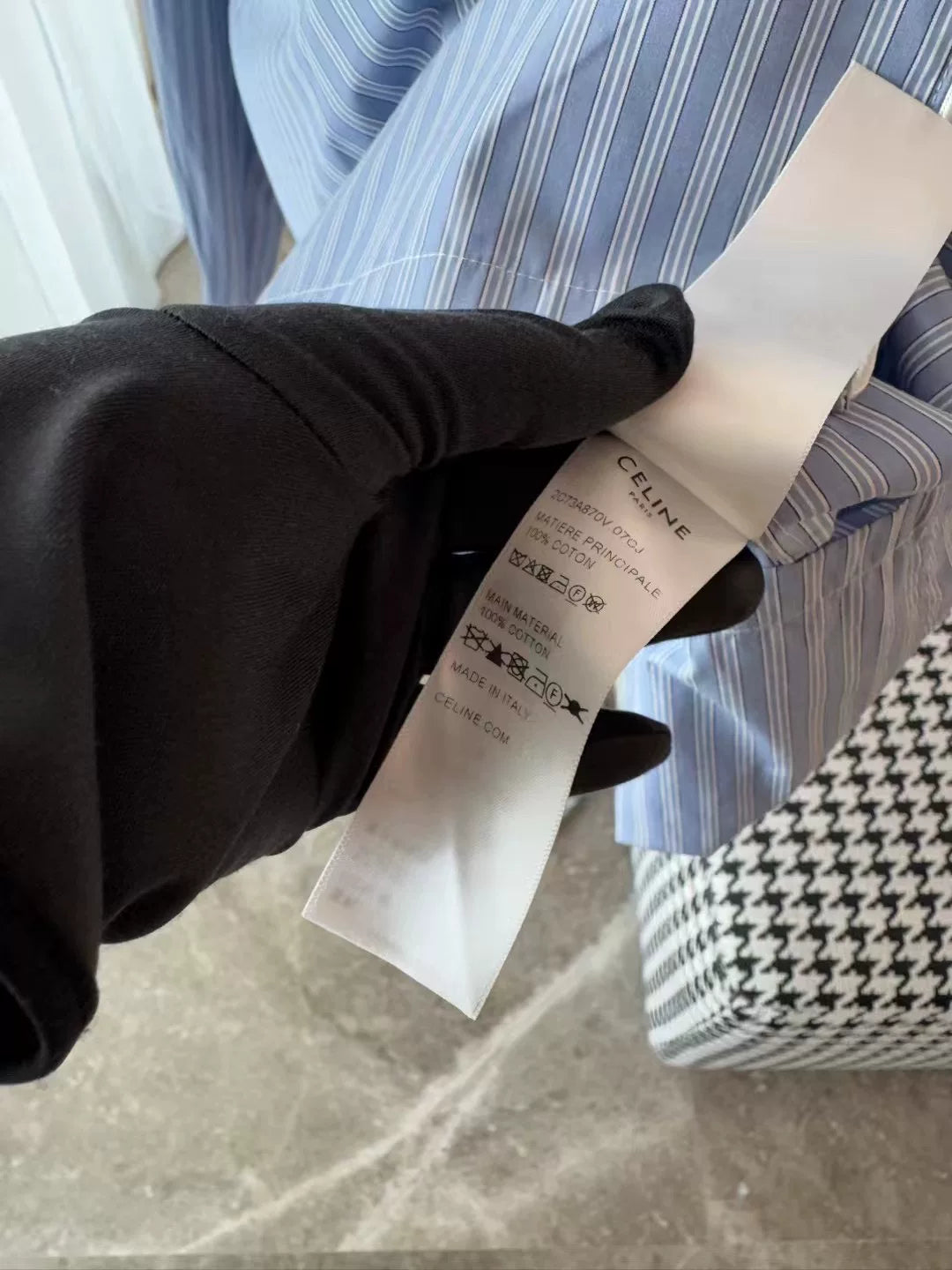 Celine Striped Embroidered Shirt for Men