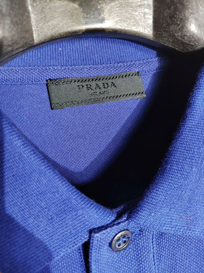 Prada Blue Embroidered Polo Shirt
