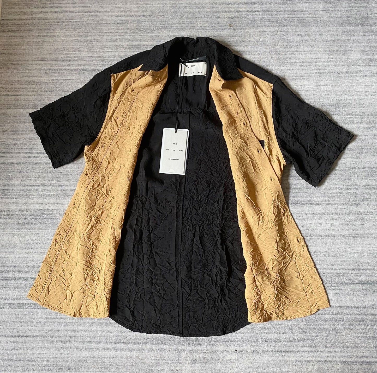 black and yellow short sleeve Hawaiian shirt