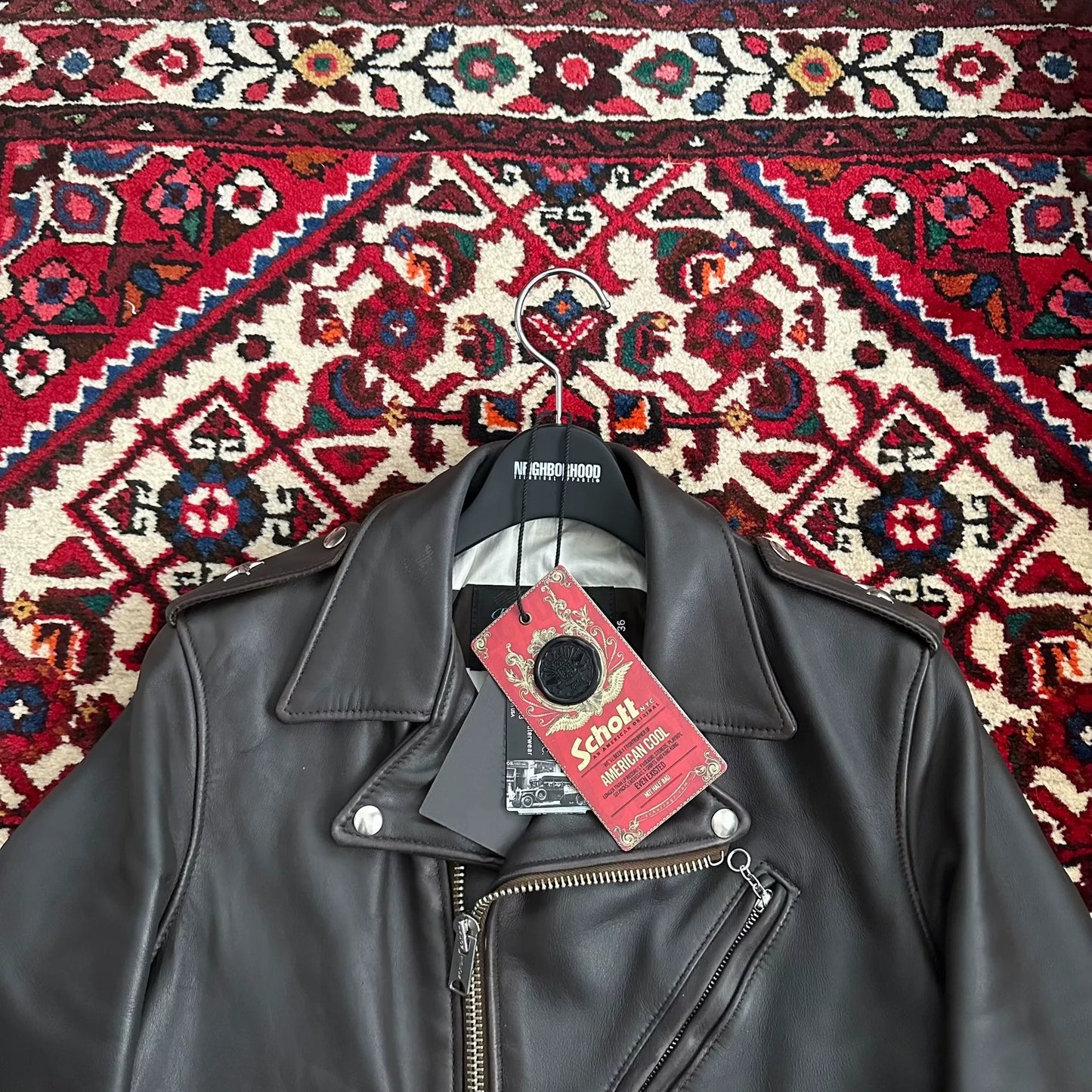 nbhd x schott leather jacket size 36