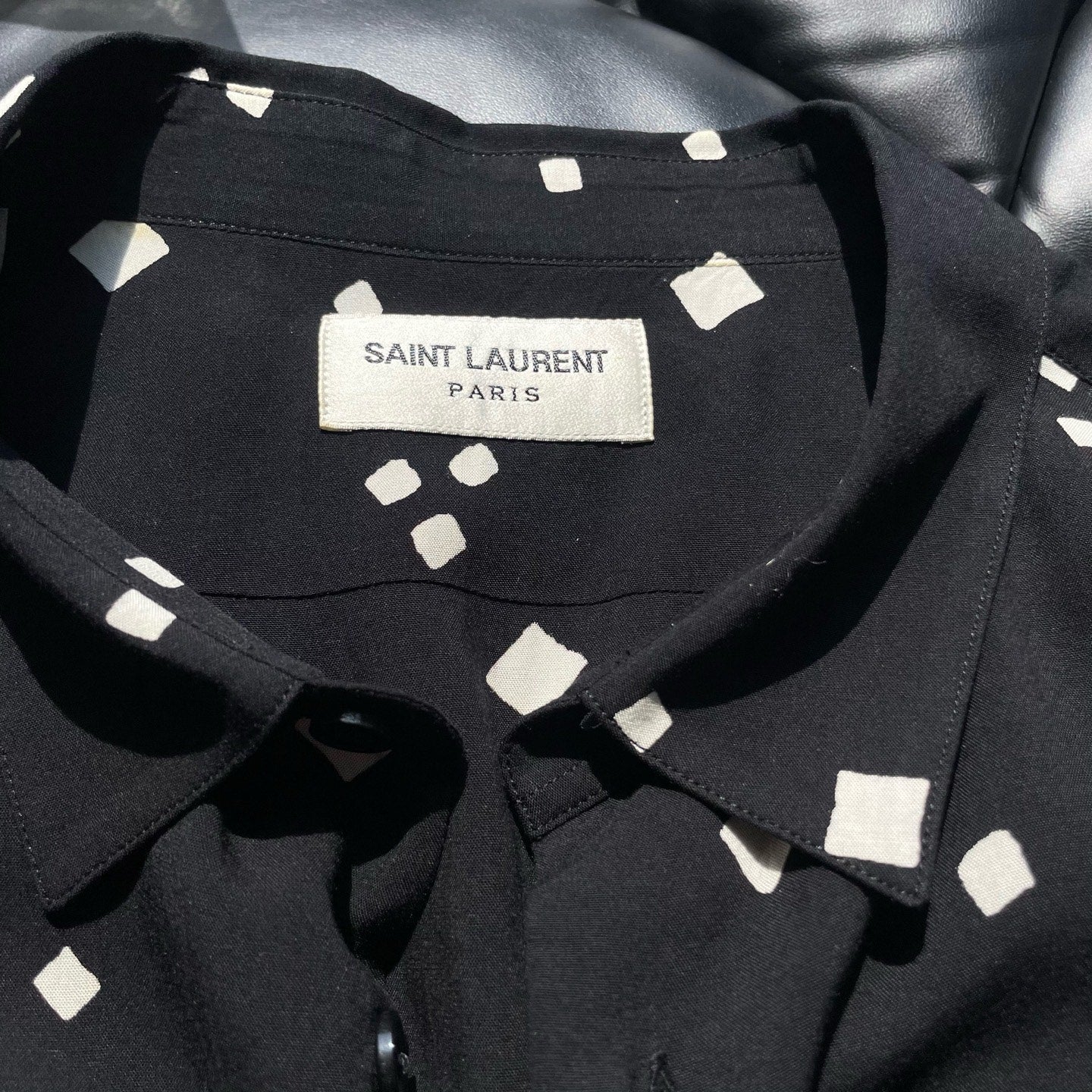 Saint Laurent Splatter Silk Short-Sleeve Shirt