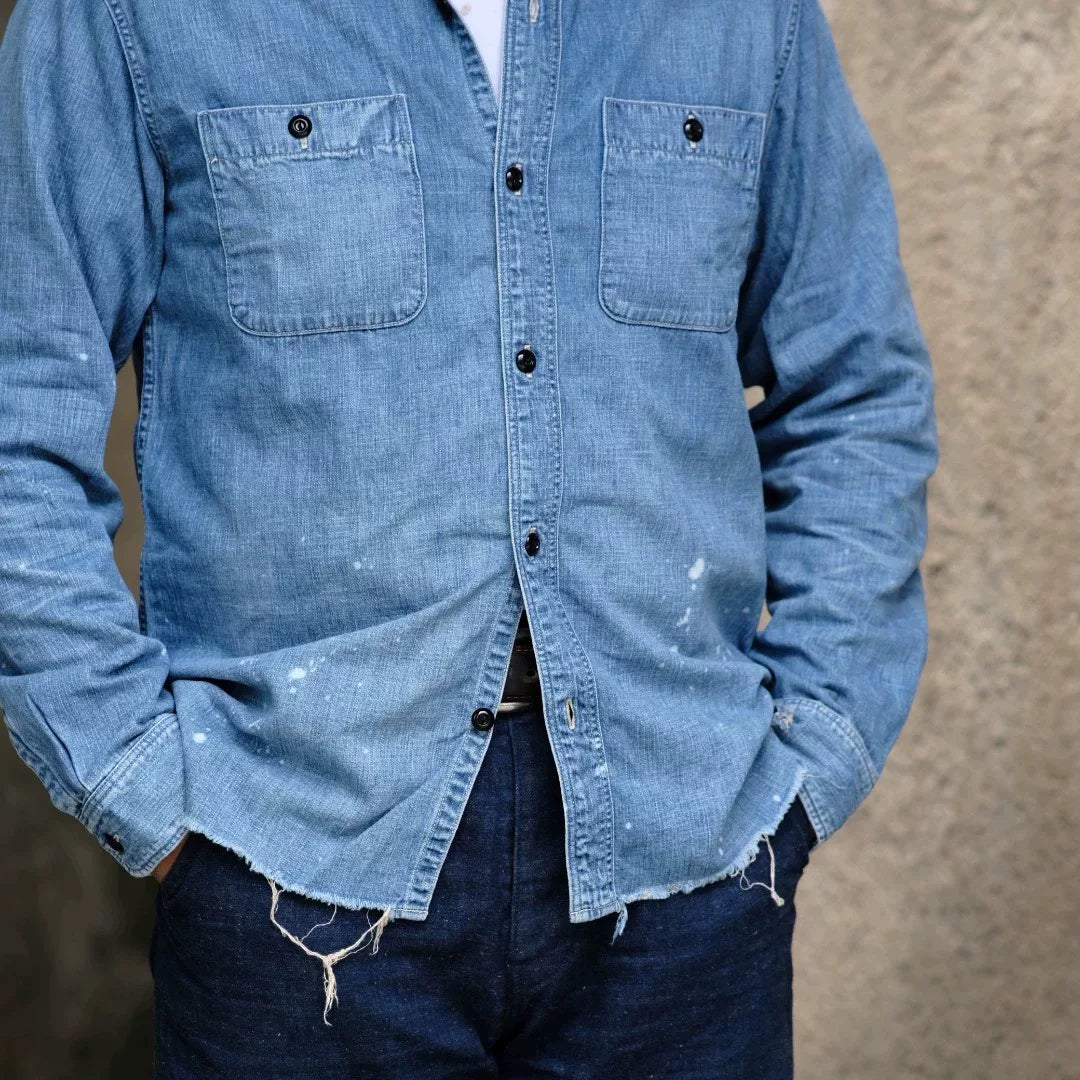 FULLCOUNT 8oz Distressed Denim Work Shirt