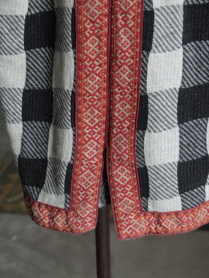 Kapital Black White Check Patchwork Raw Edge Top