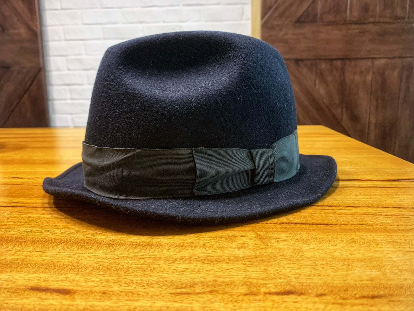 deep blue wool fedora hat for men