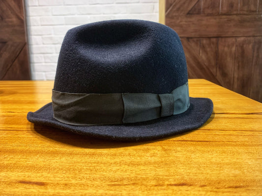 deep blue wool fedora hat for men