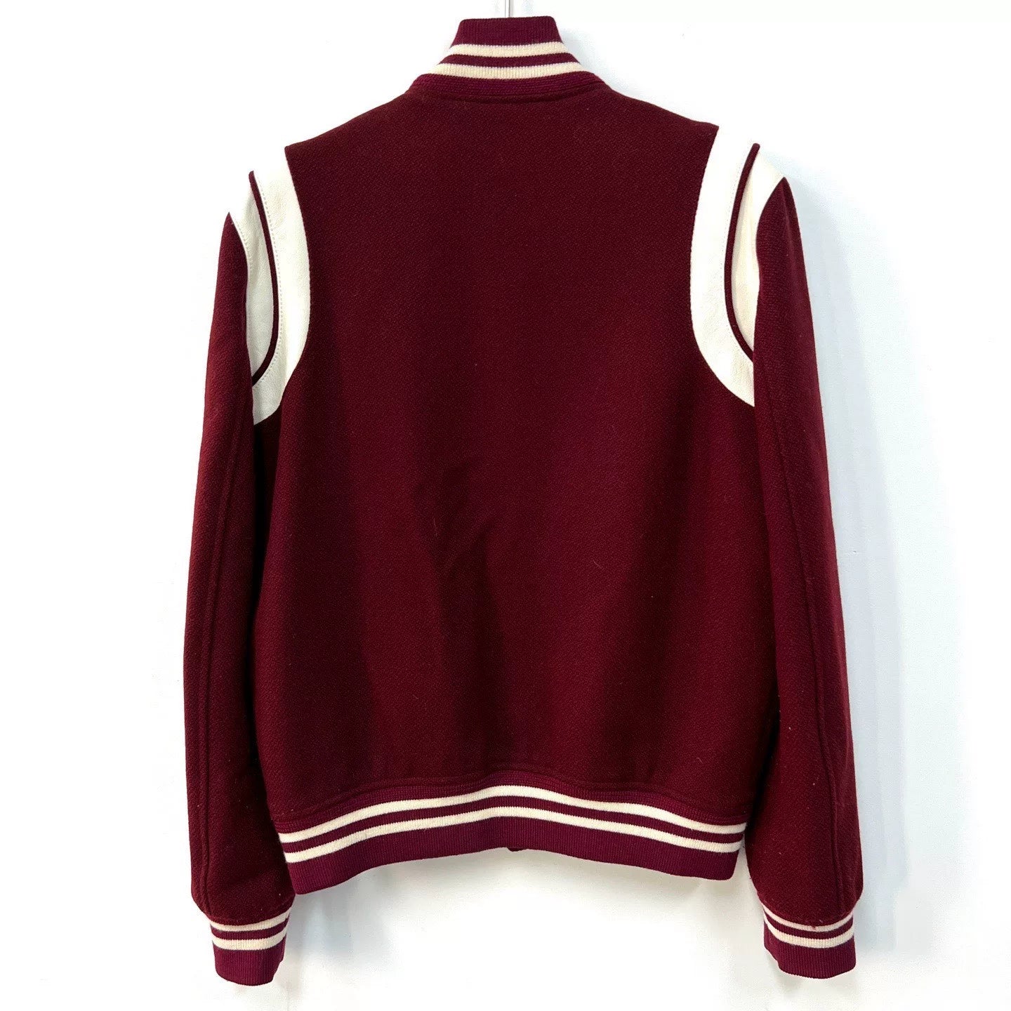 SAINT LAURENT Burgundy Varsity Wool Jacket