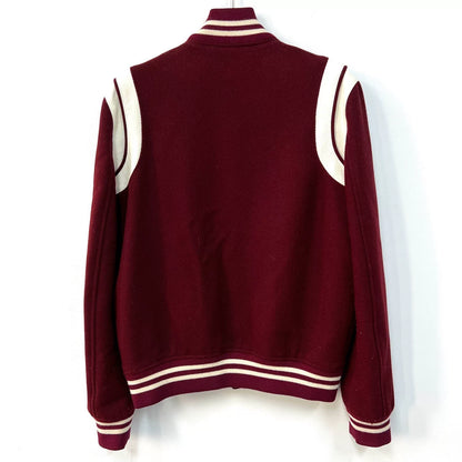 SAINT LAURENT Burgundy Varsity Wool Jacket