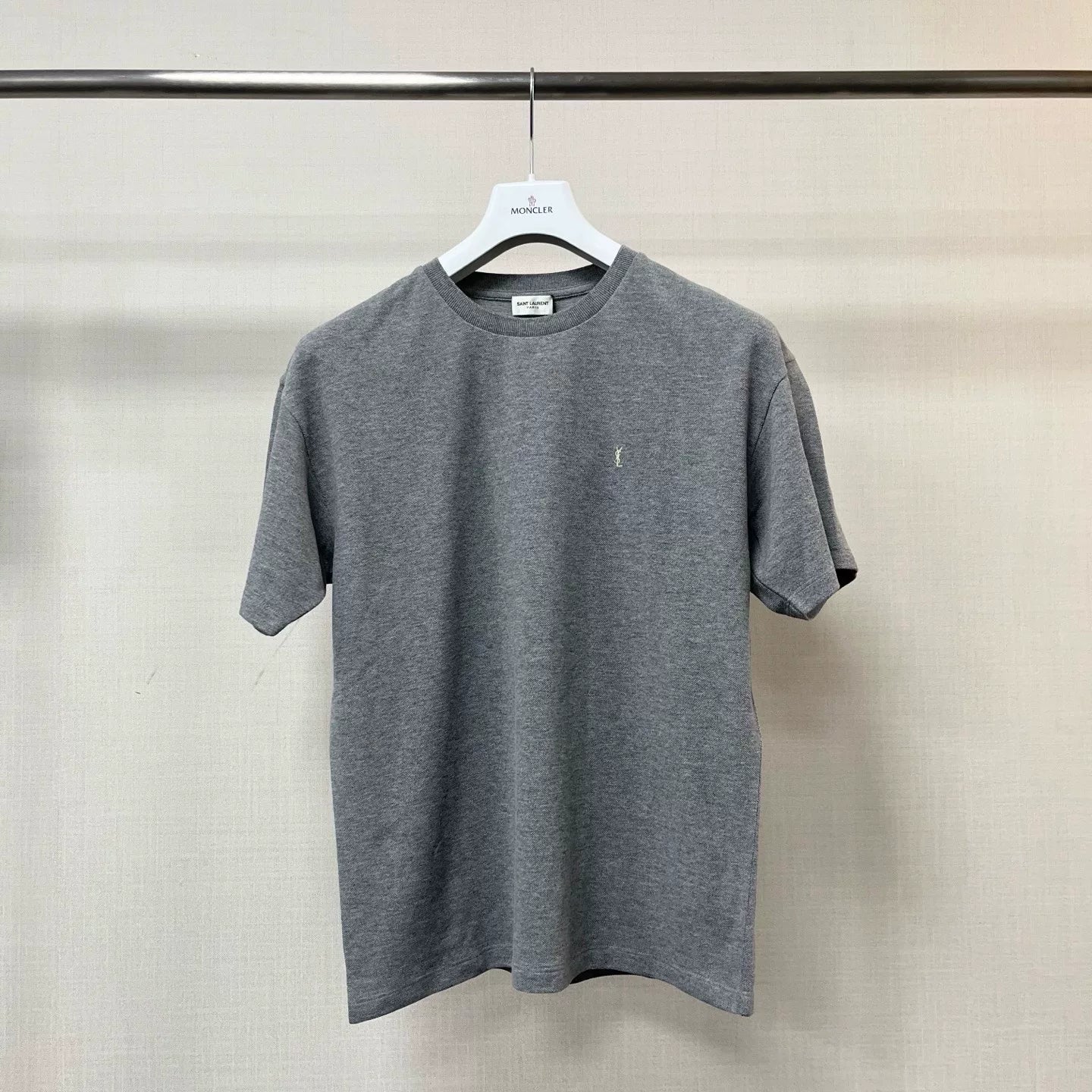 SAINT LAURENT Gray YSL Logo Short-Sleeve T-Shirt