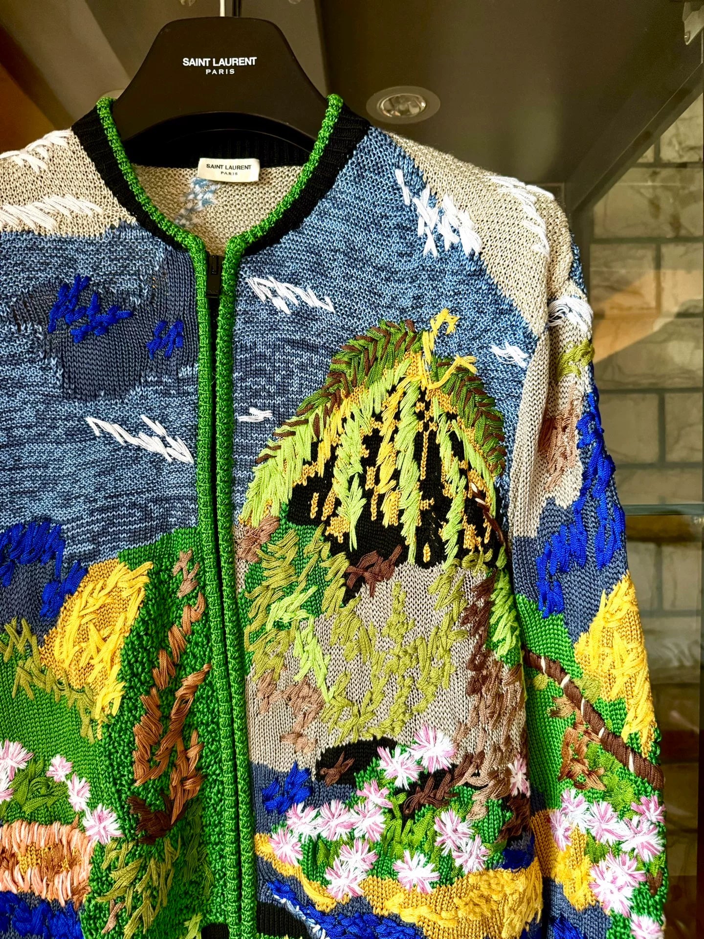 saint laurent embroidered knit jacket