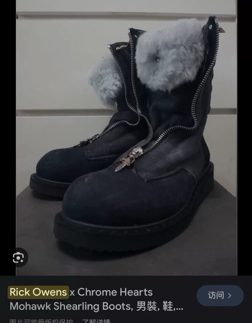 Rick Owens x Chrome Hearts Mohawk Boots