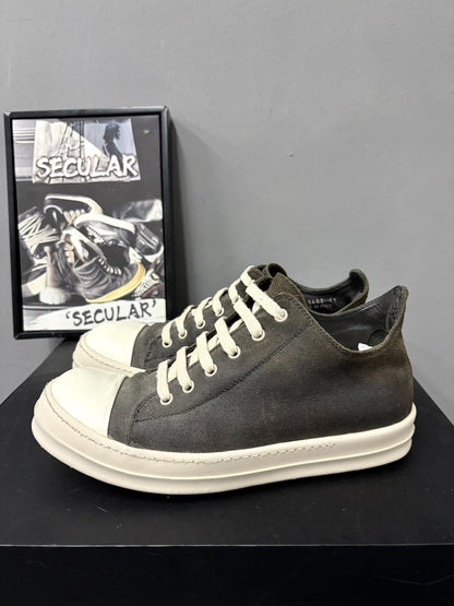 Rick Owens Low-Top Gray Leather Sneakers