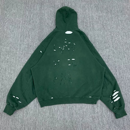balenciaga green distressed hoodie sweatshirt xs