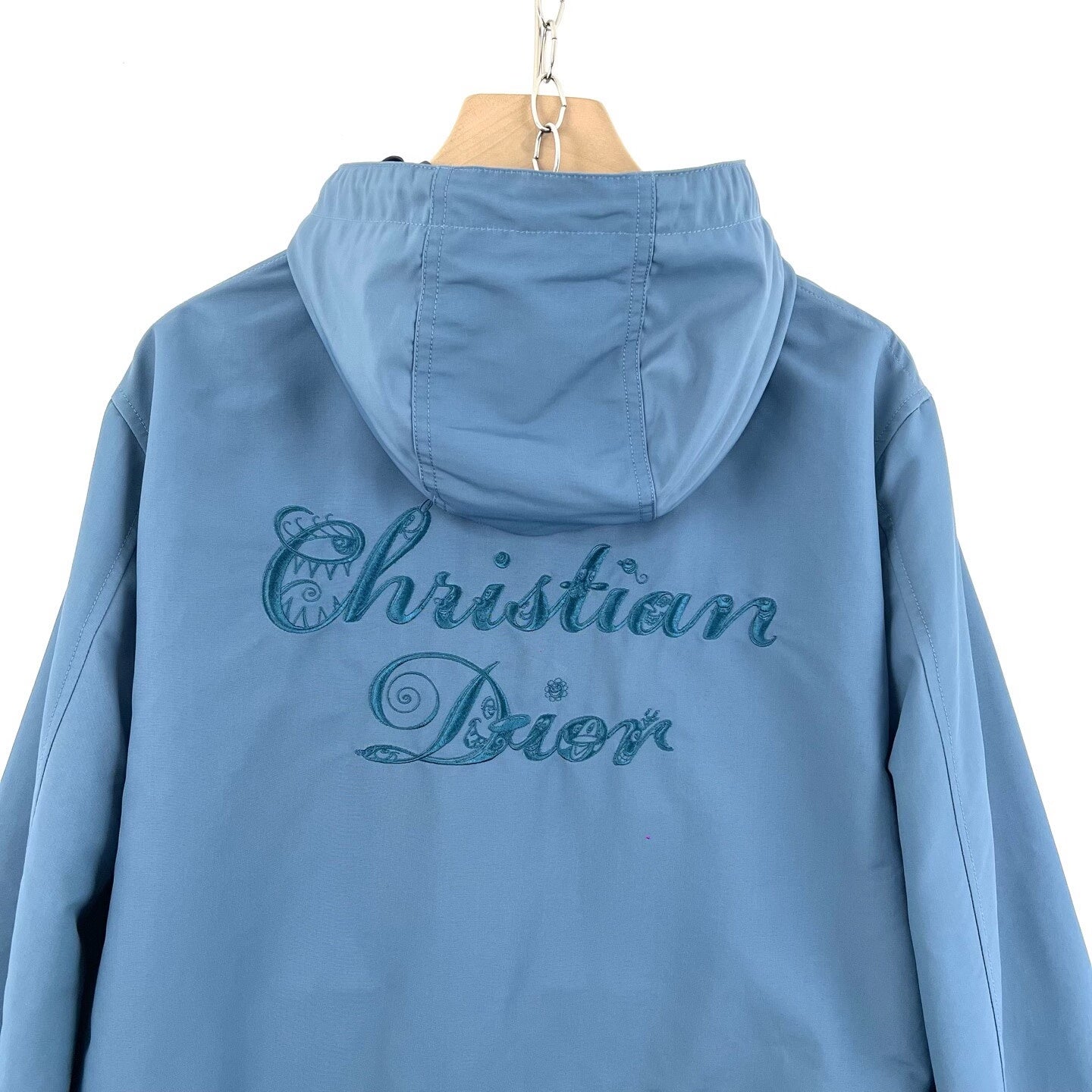 Dior x Kenny Scharf Embroidered Logo Blue Hooded Parka