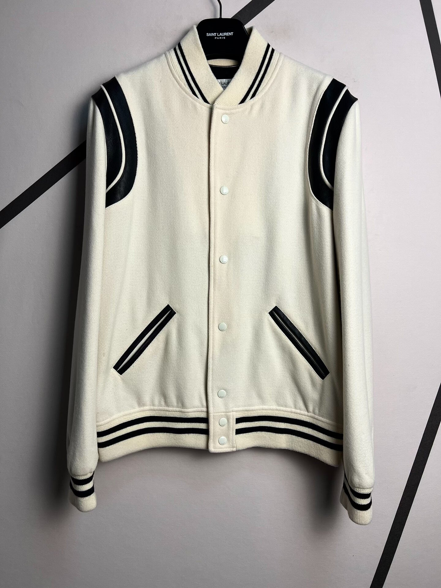 Saint Laurent Cream Varsity Jacket