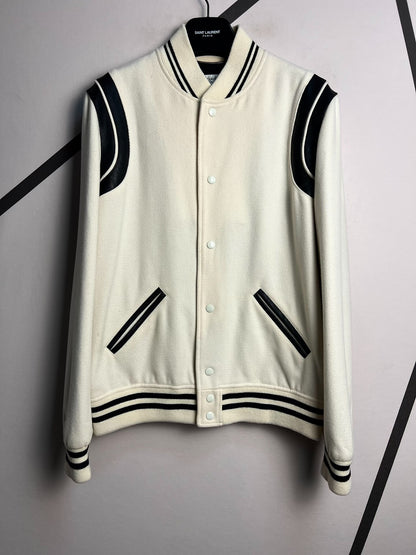 Saint Laurent Cream Varsity Jacket