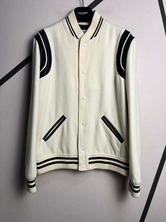 Saint Laurent Cream Varsity Jacket