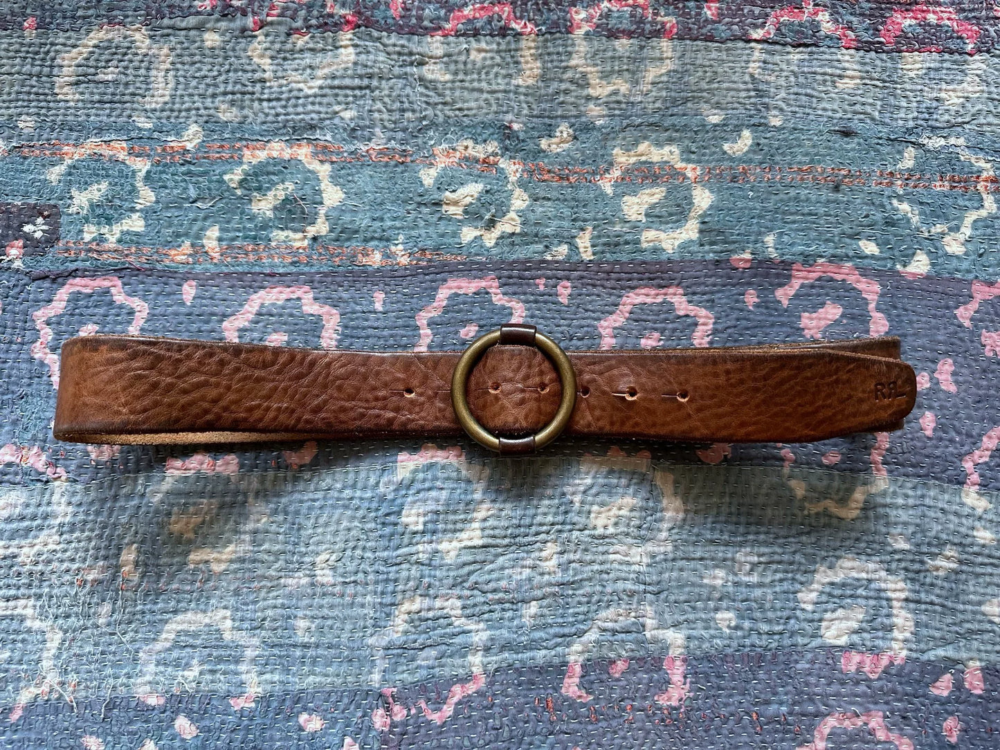 Italian Round Buckle Leather Belt