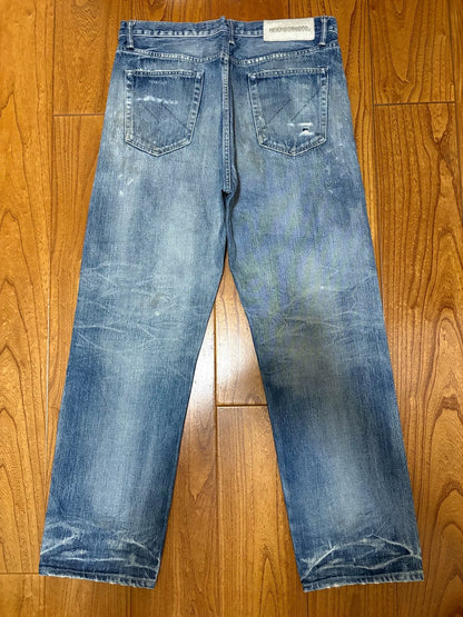 neighborhood scratch savage distressed denim pants