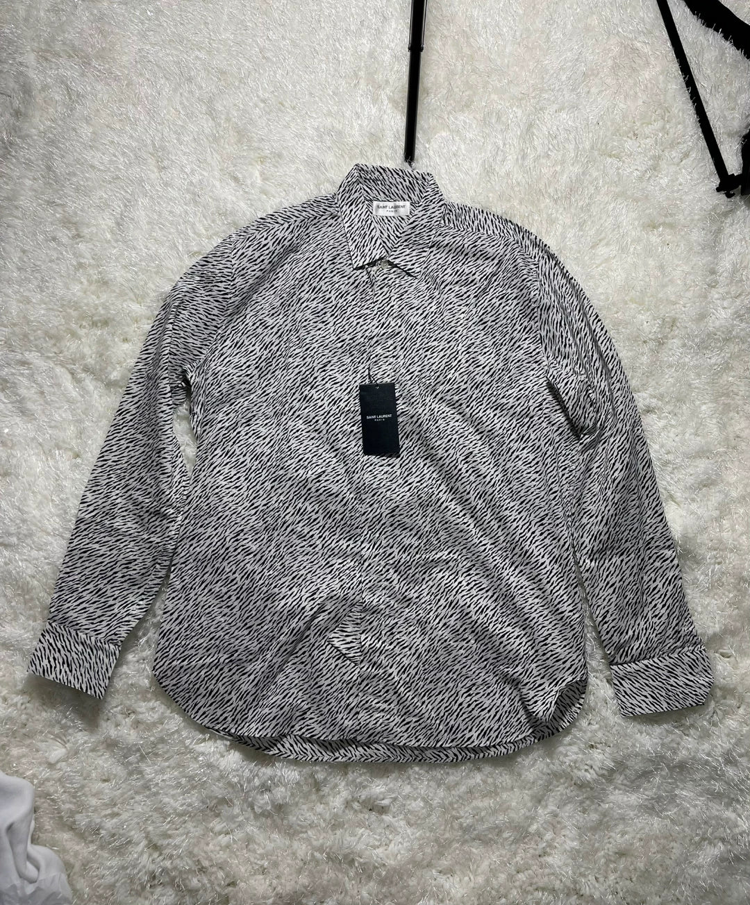 saint laurent tiger print long sleeve shirt