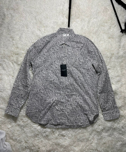 saint laurent tiger print long sleeve shirt