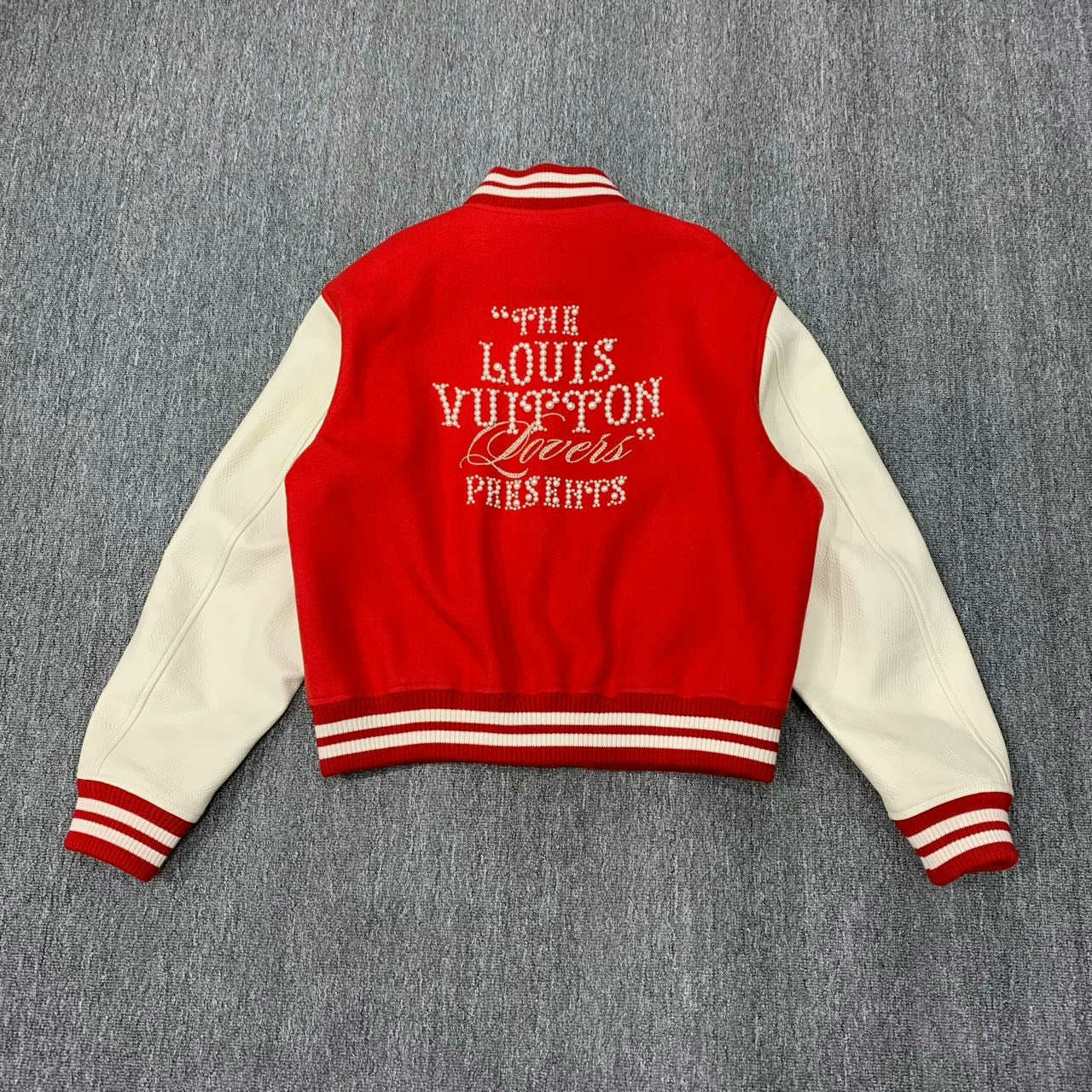 louis vuitton red and white embroidered jacket