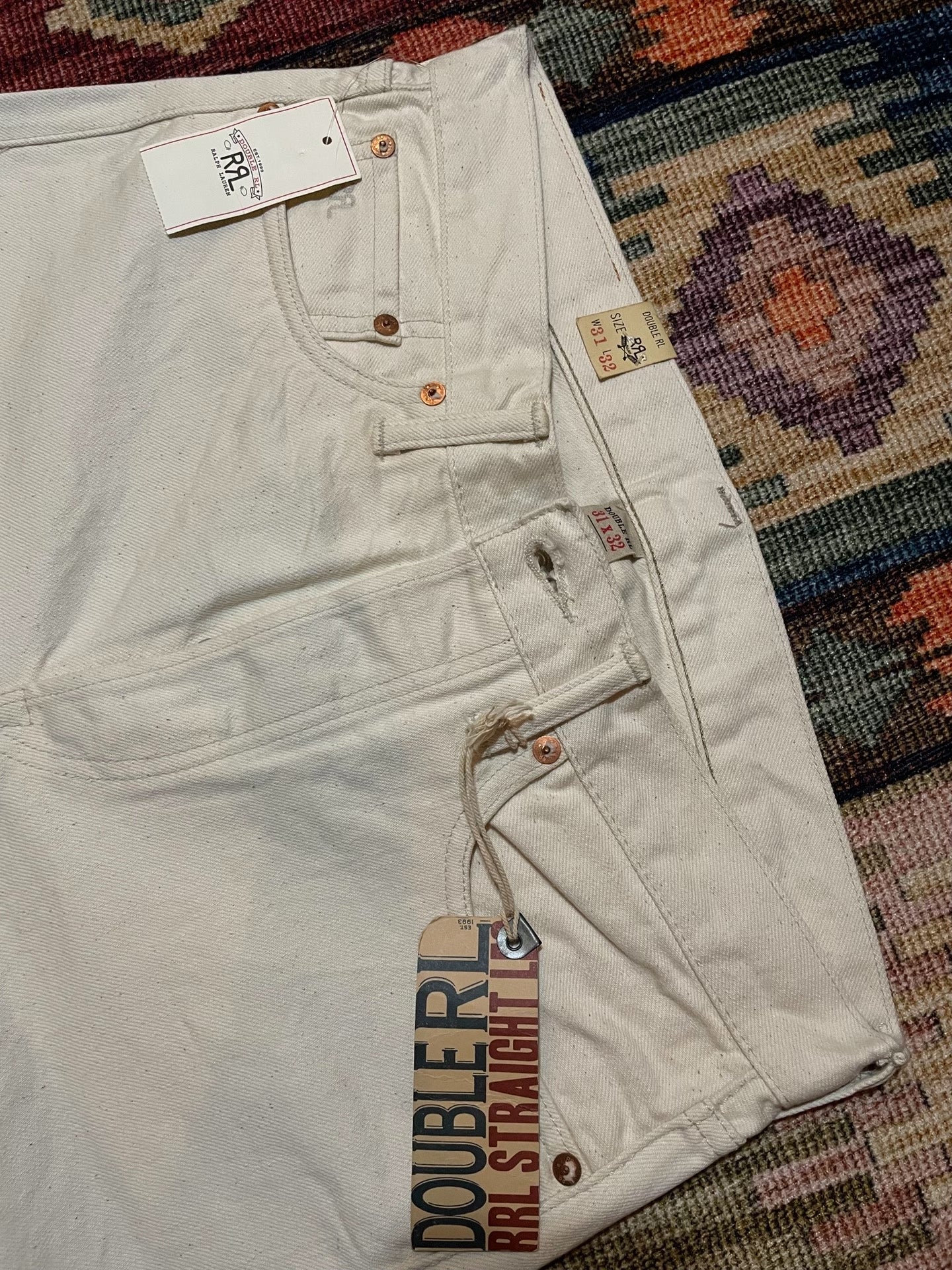 RRL Japanese Cotton Straight Leg White Jeans