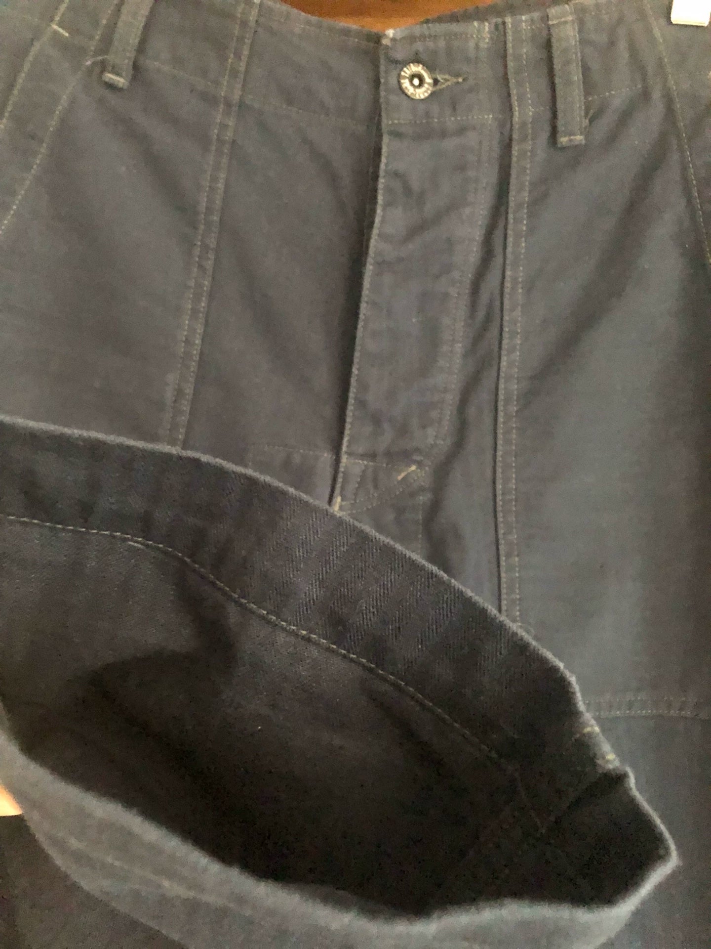 vintage blue work pants with unique details