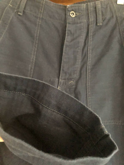 vintage blue work pants with unique details